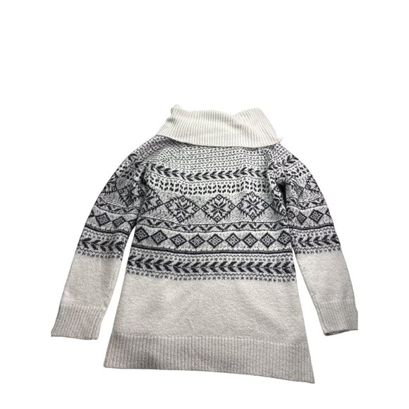 Calvin Klein Womens Turtleneck Cowl Sweater Size M Black White Geometric Pattern - Picture 2 of 5